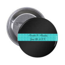 Black turquoise roses wedding favours pins