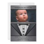 Black Tuxedo Boy Photo Birth Announcement invitations