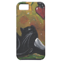 Black Tuxedo Cat & Heart iPhone 5 Cases