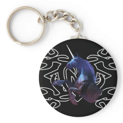 Black unicorn over Tattoo Keychain by DragonCat