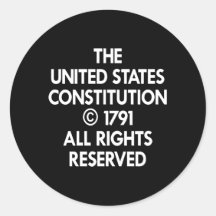 Black Us Constitution Reserved Round Sticker