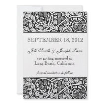 Black Vintage Elegant Leaves Save The Date Announcements