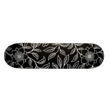 Black Vintage Floral Leaf Sissy Girly Skateboard
