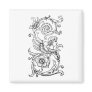 Black Vintage Floral Monogram S Decorative Fridge Magnet