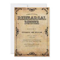Black Vintage Floral Rehearsal Dinner Card