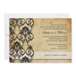Black Vintage Floral Swirl Wedding Invitation