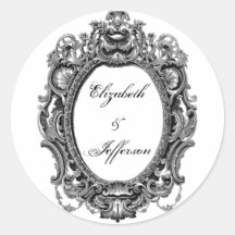 Black Vintage Frame Monogrammed Stickers