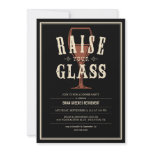 Black Vintage Raise Your Glass Party Invitations