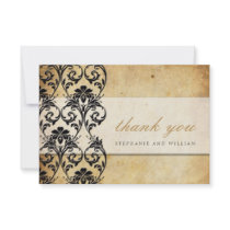 Black Vintage Swirl Wedding Thank You Card