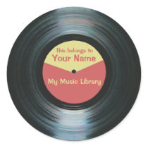 Black Vinyl Music Library Record Label Stickers
