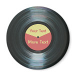 Black Vinyl Music with Red and Yellow Record Label Magnets