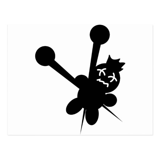 black voodoo doll needles torture post cards