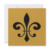 Black Washout Fleur De Lis Custom Invites
