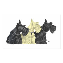 Black & Wheaten Scottish Terriers Rectangle Sticker