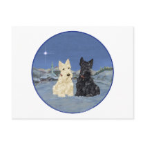 Black & Wheaten Scottish Terriers Winter Postcards