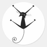 Black Whimsy Kitty 10 Round Stickers