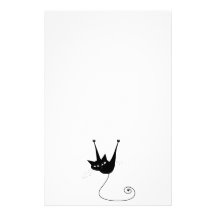 Black Whimsy Kitty 1 Stationery