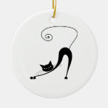 Black Whimsy Kitty 2 Ornaments
