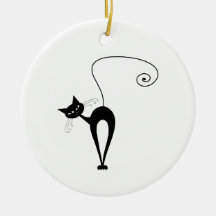 Black Whimsy Kitty 3 Christmas Ornament