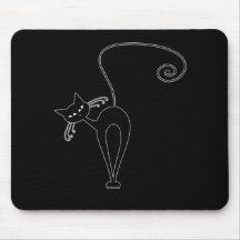 Black Whimsy Kitty 3 Mousepad
