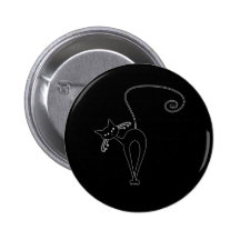 Black Whimsy Kitty 3 Pinback Button