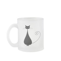 Black Whimsy Kitty 4 Coffee Mugs