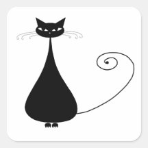 Black Whimsy Kitty 4 Stickers