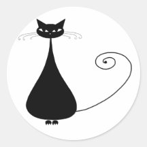 Black Whimsy Kitty 4 Stickers