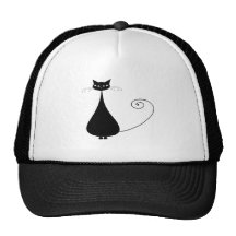 Black Whimsy Kitty 4 Trucker Hats