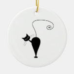 Black Whimsy Kitty 5 Christmas Ornaments