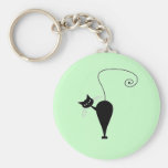 Black Whimsy Kitty 5 Keychain