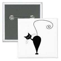 Black Whimsy Kitty 5 Pinback Button