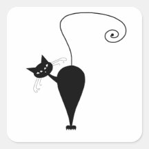 Black Whimsy Kitty 5 Sticker