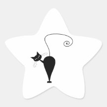 Black Whimsy Kitty 5 Stickers