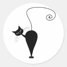 Black Whimsy Kitty 5 Stickers