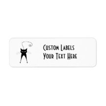 Black Whimsy Kitty 6 Labels