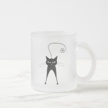 Black Whimsy Kitty 6 Mugs