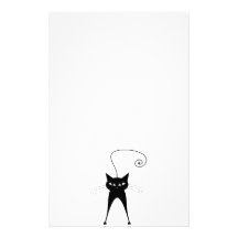Black Whimsy Kitty 6 Stationery