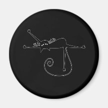 Black Whimsy Kitty 7 Fridge Magnet