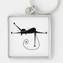 Black Whimsy Kitty 7 Keychains