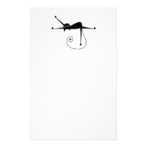 Black Whimsy Kitty 7 Stationery