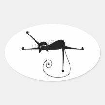 Black Whimsy Kitty 7 Stickers
