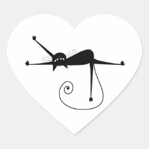 Black Whimsy Kitty 7 Stickers