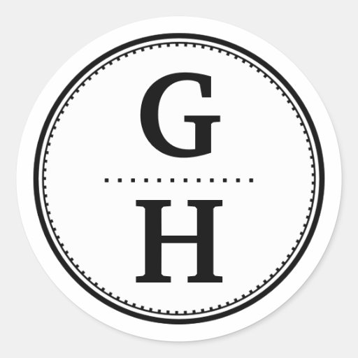 Black white 2 initial letter monogram gift tag sticker
