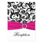 Black, White, and Fuchsia Damask Enclosure Card Business Card
