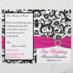 Black, White, and Fuchsia Damask Wedding Program Personalized Flyer