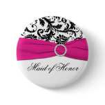 Black, White, and Fuchsia Maid of Honour Pin