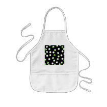 Black, White and Green Spotty Pattern. Aprons