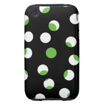 Black, White and Green Spotty Pattern. Tough Iphone 3 Covers
