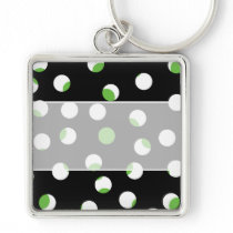 Black, White and Green Spotty Pattern. Key Chain
